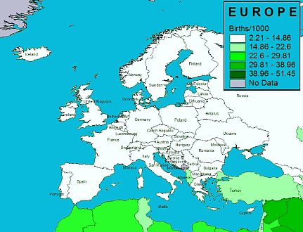 Birth rates in Europe