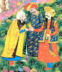 Sultan Mehmud Ghaznawi with his lover Ayaz greets the Sheykh