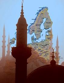 Map of Europe with minarets