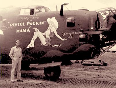 Pistol Packin’ Mama on the side of a B 24
