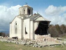 Damaged church in Podujevo