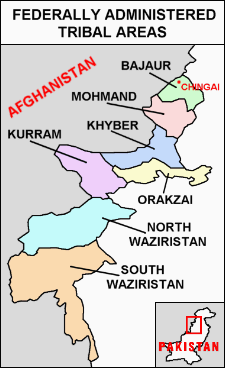 Map of FATA showing Chingai
