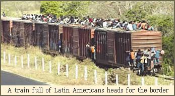 A train full of Latin Americans heads for the border
