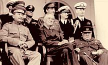 Stalin, Roosevelt, and Churchill at the Teheran Cobnference in 1943