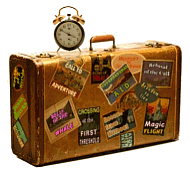 Suitcase and clock: It’s time to go!