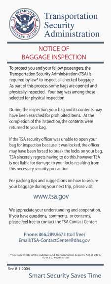 TSA notice