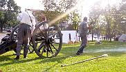 Confederate cannon firing